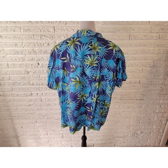 CM Shapes Women Shirt 2X Plus Short Sleeve Pocket Blue Floral Button Up FLO219E - Picture 5 of 7